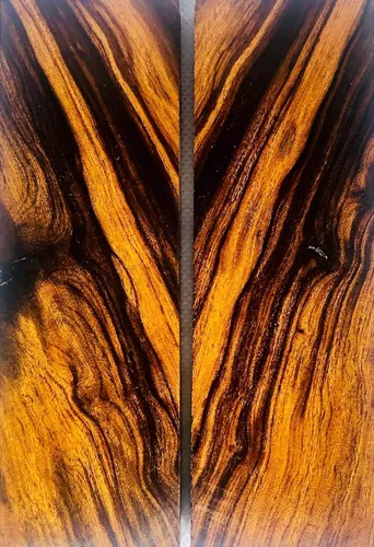 Vista 4 de Bookmatched - Básculas para cuchillos de madera de hierro, material para fabricar cuchillos, tamaño 5 18 x 1 34 x 12 pulgadas, paquete de 2