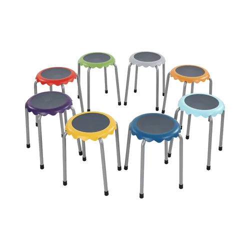 Vista 11 de ECR4Kids Daisy Taburete apilable con juego de asientos deslizantes, asientos flexibles, surtido, 8 piezas
