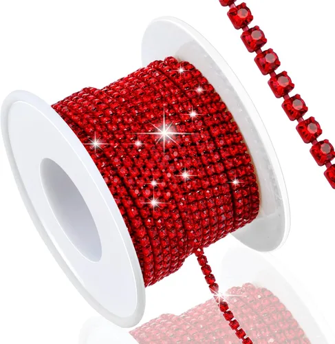 Vista 20 de Dowarm Cadena de cierre de diamantes de imitación de cristal de 10 yardas de 0.079 pulgadas para coser Crocs zapatos, ropa, vasos, cadena de Azul