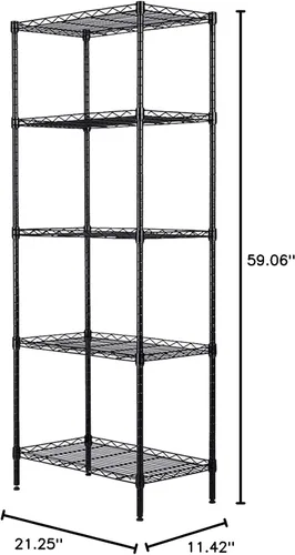 Estantería ajustable resistente de 5 niveles,Estante de almacenamiento de acero al carbono de pie en el piso,Estante de almacenamiento de acero al