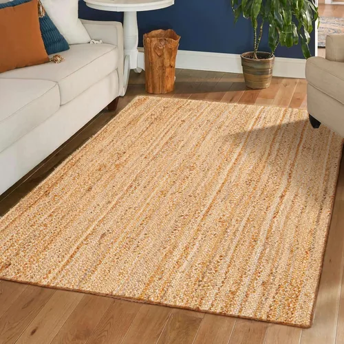 Vista 10 de Hausattire Alfombra Trenzada Bohemia de 2'x3' - Multicolor, Alfombras Pequeñas de Yute y Algodón Estilo Granja para Entrada, Sala