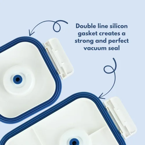 Vista 6 de PrepSealer Todos los días mantenga la comida fresca, preparación de comida, adobo, recipiente de vacío de vidrio de borosilicato con bomba manual