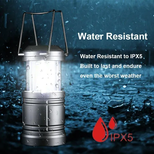 Vista 4 de Farol LED para campamento, 500 lúmenes, luces plegables para campamento, linterna de corte de energía, funciona con pilas para emergencias