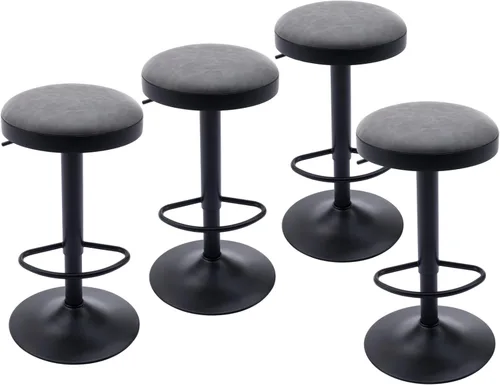 Vista 17 de CIMOTA Juego de 2 taburetes de bar redondos giratorios con espalda descubierta ajustable, taburete de bar moderno industrial para cocina, hogar