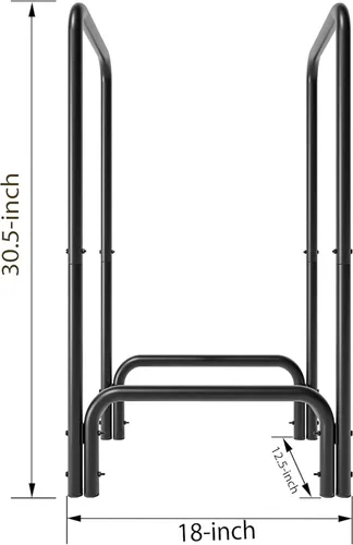 Vista 4 de Kingson Soporte de leña para chimenea de interior y exterior, color negro, desmontable para almacenamiento de leña