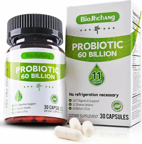 Probióticos 60 mil millones de UFC, 11 cepas diversas prebióticos probióticos para mujeres y hombres, inmune, digestiva e intestinal apoyo para el