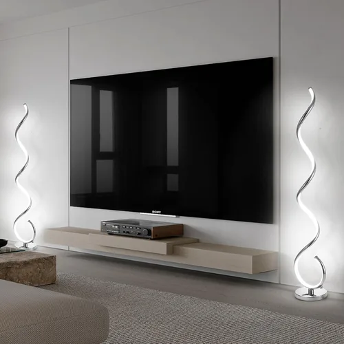 Vista 4 de Lámpara de pie LED en espiral para sala de estar, lámparas de pie modernas de 40 W con control remoto, 3 colores sin escalones, regulable, lámpara