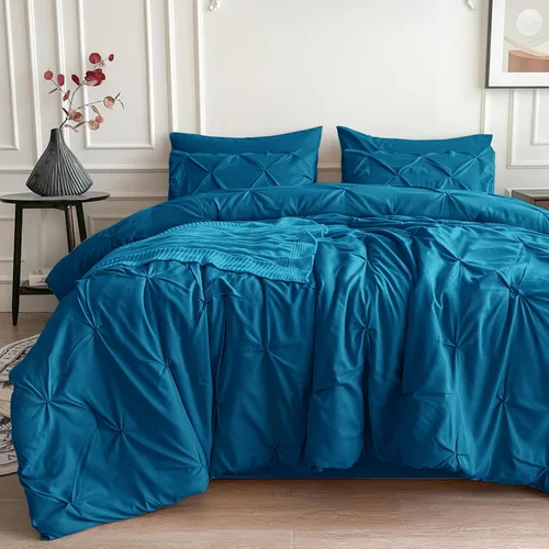Vista 15 de Maple&Stone Juego de edredón tamaño Queen color beige, 7 piezas en una bolsa, juegos de ropa de cama con edredón, sábanas, fundas de almohada