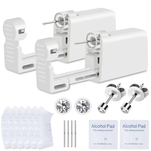 Kit desechable de perforación de cartílago de oreja para uso propio en el hogar, pistola sin dolor con perno de oreja precargado, herramienta fácil