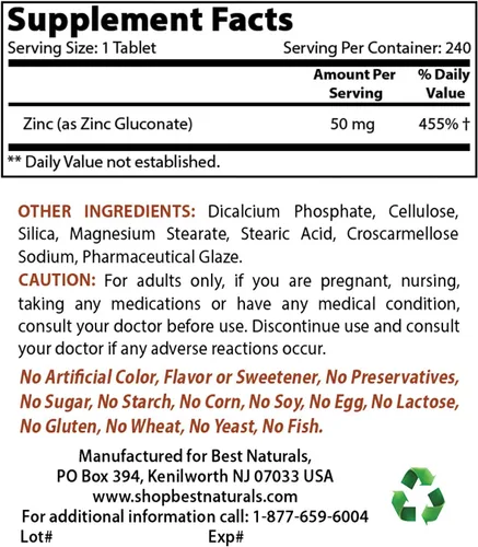 Vista 2 de Best Naturals Pectina de manzana 700 mg y gluconato de zinc 50mg