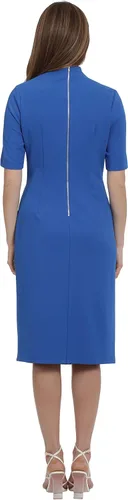 Vista 3 de Maggy London Vestido plisado lateral para mujer con cuello asimétrico y mangas de codo