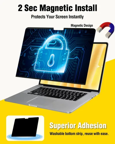 Vista 2 de F FORITO Protector de pantalla magnético de privacidad compatible con MacBook Pro de 13 pulgadas (2016, 2017, 2018, 2019, 2020, 2021, 2022, M1, M2)
