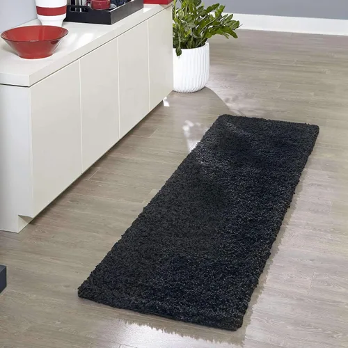 Vista 7 de Unique Loom Zuniga Solid Shag Collection alfombra moderna de felpa negra de área (7' 0 x 10' 0)
