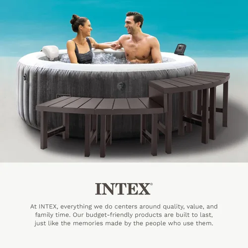Vista 7 de Intex Juego de 4 bancos PureSpa, 2 medianos y 2 altos, accesorios compatibles con jacuzzi inflable para spas de 4 personas