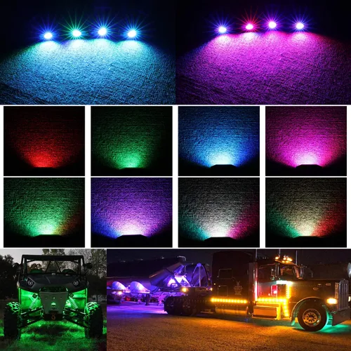 Vista 7 de Kits de luces LED RGB con control Bluetooth, impermeables, multicolor, luces LED de neón subterráneo, luces para camión, SUV, ATV, UTV, barco