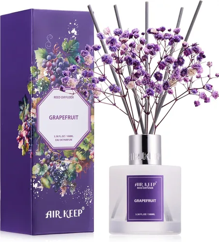 Vista 30 de Airkeep Difusor de varillas de 3.38 onzas (3.4 fl oz), juego de difusor de varillas perfumadas de lino limpio y vainilla de cachemira, difusor