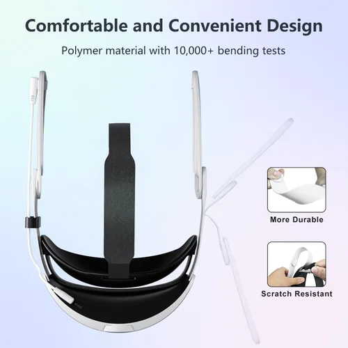 Vista 7 de Aolukytech Comfort Battery Head Strap 10000mAh Compatible with Quest 3 Accessories, Battery Pack Soft Cushion VR Elite Strap for Balance