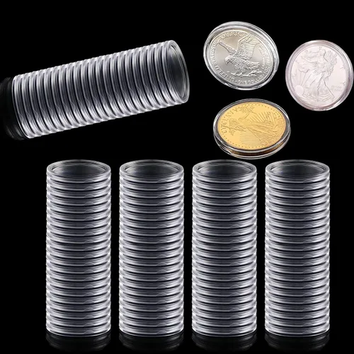 Vista 7 de Soporte para Monedas de Dólar de Plata de 40.6mm, Cápsulas para Monedas de Águilas Plateadas para Coleccionistas con Caja Organizadora