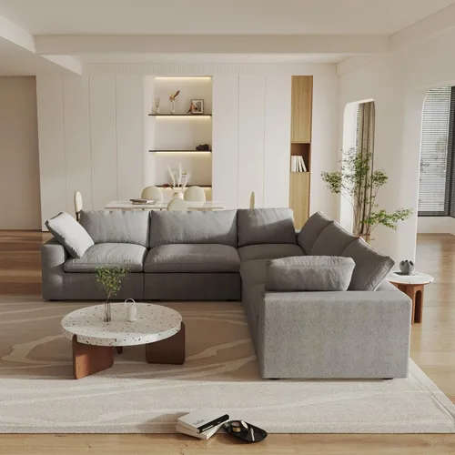 Vista 14 de JACH 3-Seater Modular Sectional Sofas for Living Room, Modern Convertible Cloud Couches, Cushion Covers Removable, Free Combination Module Sectional