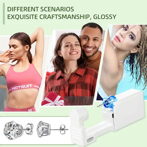 Vista 7 de Novopiercing Kit de 24 Piezas para Perforación de Orejas: Kit de Pistola Desechable para Perforación de Orejas con 8 Pistolas, 8 Piezas de Aretes