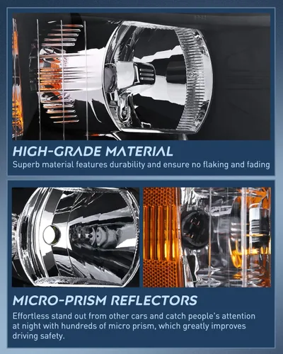 Vista 6 de Nilight Conjunto de faros para 2007 2008 2009 2010 2011 2012 2013 Silverado 1500 2007-2014 Silverado 2500HD 3500HD Faros de repuesto Carcasa negra