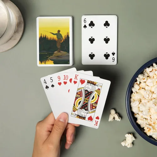 Vista 2 de Lantern Press Escena de pesca con mosca (52 cartas de juego, baraja de cartas de tamaño póquer con comodines)