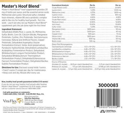Vista 4 de Vita Flex Pro Master's Hoof Blend Formula natural verde oscuro 320 días suministro 20 libras