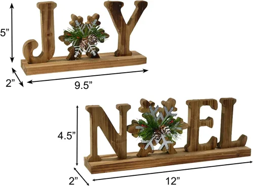 Vista 4 de Letrero de madera con letras de mesa, decoraciones de Navidad, letreros de bloque de palabras de madera, decoración de centros de mesa de invierno
