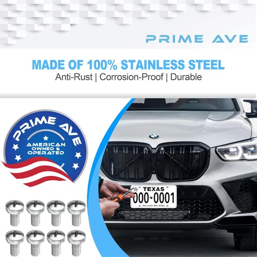 Vista 7 de Tornillos de matrícula de acero inoxidable de 10mm de longitud extendida compatibles/reemplazo para todos los modelos de BMW, sujetadores de pernos