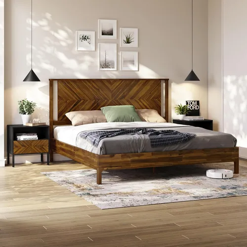 Vista 16 de Bme Lyra Mesita de noche, mesa auxiliar de madera maciza, fácil montaje, con 2 cajones de almacenamiento para sala de estar y dormitorio, moderna
