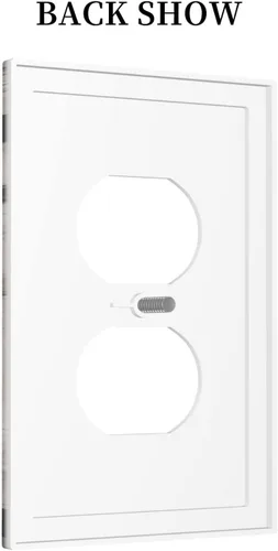 Vista 4 de Cubierta de placa de pared dúplex para dispositivo eléctrico de 1 cuadrilla, madera blanca y gris, puerta de granero, tablón de madera rústica