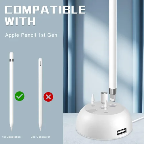 Vista 6 de Soporte de carga para Apple Pencil Soporte de carga compatible con iPad Pencil Adaptador de 1ª generación iPad Pen iPencil Estación de carga