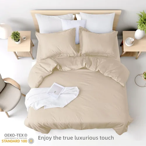 Vista 2 de Juego de funda de edredón Twin/Twin-XL, 100% algodón egipcio, juego de ropa de cama de 2 piezas - 1 funda de edredón (sin relleno) con 1 funda