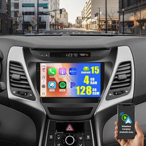Vista 11 de [4+64G] Android 15 Estéreo de coche para Hyundai Elantra 2014-2016, Hikity 9 pulgadas IPS pantalla táctil Radio inalámbrico Carplay Android Auto
