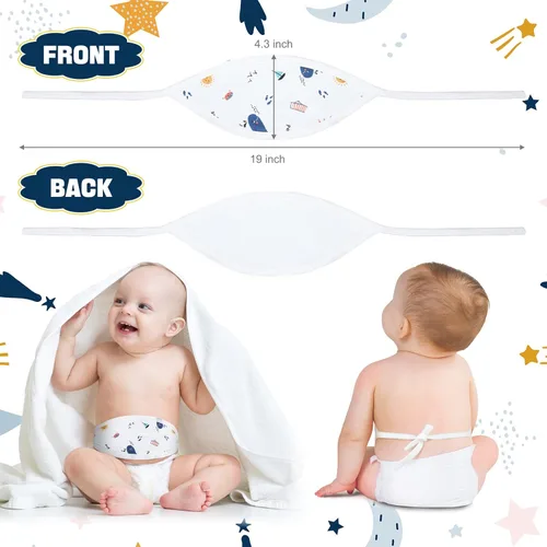 Vista 3 de 8 piezas de cinturón para ombligo de recién nacido, banda de algodón cómoda para protección del abdomen, cinturón para ombligo de bebé para recién
