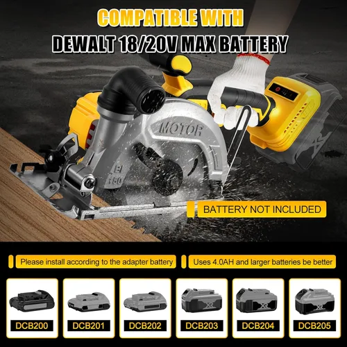 Vista 8 de Sierra circular inalámbrica de 6 pulgadas para batería Dewalt de 20V (sin batería), sierra de madera eléctrica con motor sin escobillas, bisel