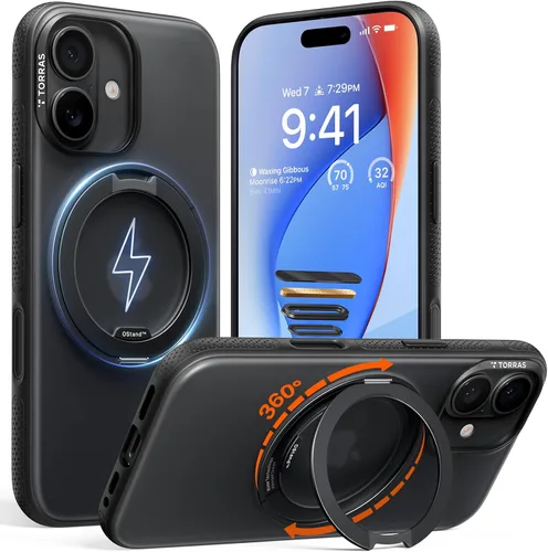 Vista 23 de TORRAS Soporte Magnético 360 para Funda de iPhone 16 Pro, Ostand 3.0 [Compatible con MagSafe] [4X Grado Militar Resistente a Golpes] Cubierta