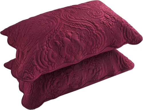 Vista 10 de BOSOWOS Juego de 2 fundas de almohada acolchadas, fundas de almohada decorativas para cama King, fundas de almohada suaves y transpirables con Azul