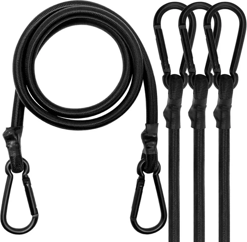 Vista 13 de Cuerdas elásticas con ganchos, cuerdas elásticas de servicio pesado de 8 pulgadas de largo con clip de mosquetón para exteriores, cuerda elástica
