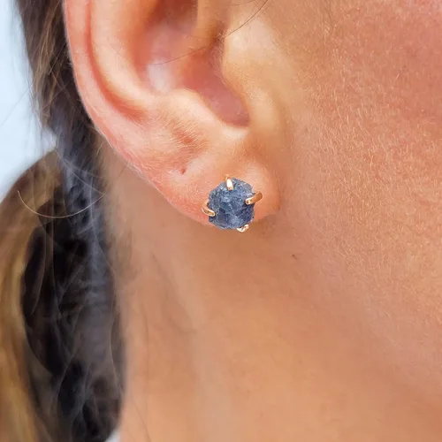 Vista 134 de Juego de joyas de piedras preciosas crudas reales con plata de ley 925 chapada en oro real, collar y aretes de piedra natal, regalo para ella por