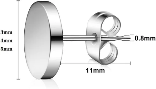 Vista 2 de G23 Titanio Oreja Para Orejas Sensibles 0.118 in 0.157 in 0.197 in Disco Plano Redondo Pendientes De Piercing De Grado De Implante