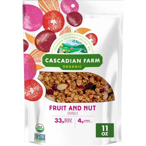 Vista 22 de Cascadian Farm Granola orgánica, cereal de almendras de chocolate oscuro, bolsa resellable, 11 onzas