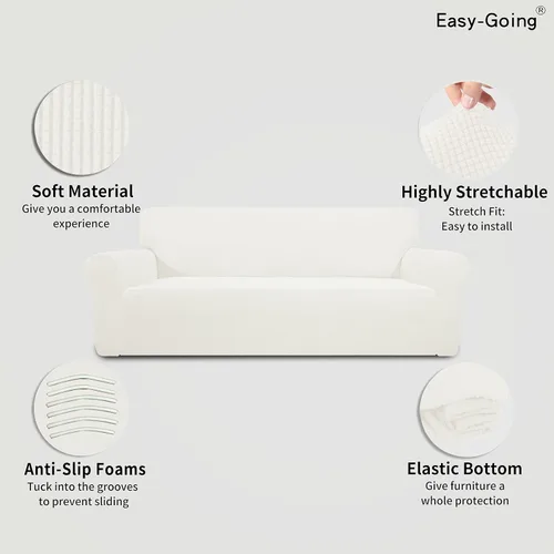 Vista 373 de Easy-Going - Funda elástica para sofá, 1 pieza, protector de muebles, suave, con parte inferior elástica, para niños, tela jacquard de poliéster