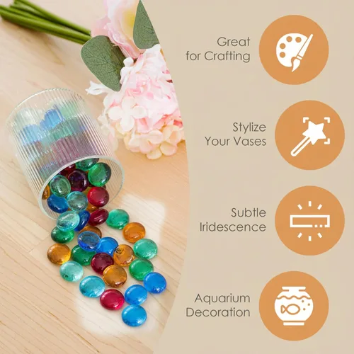 Vista 35 de Houseables Cuentas de vidrio para jarrones, canicas para jarrones, canicas de vidrio, relleno, cuentas azules, planas, gemas azules, manualidades