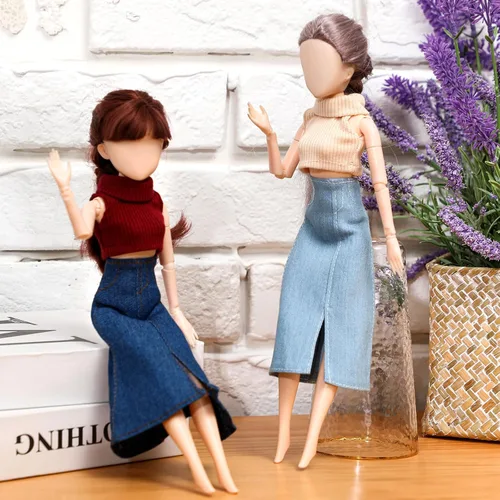 Vista 2 de Bencailor 8 piezas de ropa de muñeca de verano para muñecas de 11.8 pulgadas, accesorios de muñeca, suéteres, pantalones de mezclilla, ropa regular