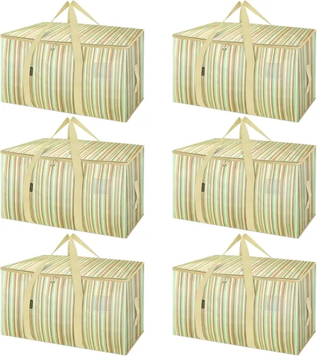 Vista 30 de BALEINE Paquete de 6 bolsas de mudanza de gran tamaño con asas reforzadas, bolsa de almacenamiento resistente para ropa, suministros de mudanza