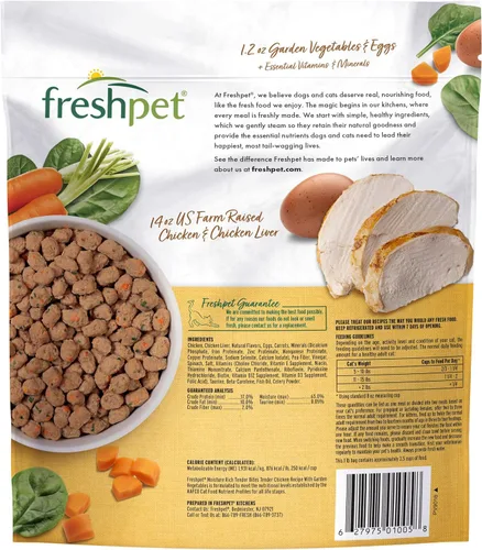 Vista 2 de Fresh Pet Select - Comidas refrigeradas asadas para gatos Receta de pollo con zanahorias y espinacas, 1 libra
