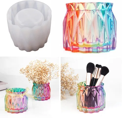 Vista 3 de Molde de Silicona para Florero de Flores Secas, Maceta de Concreto, Plantas Suculentas, Molde de Cemento Yeso Arcilla para Frasco de Vela/Contenedor