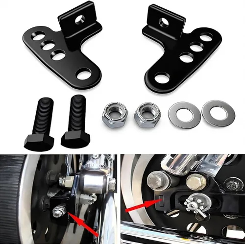 Vista 4 de Kit de 2 eslabones de bajada trasera ajustables, bajadores de 1-3 pulgadas, compatible con Harley Sportster XL883 XL1200 2000-2015, eslabones