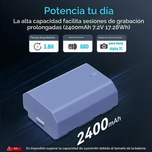 Vista 7 de SMALLRIG Cargador de batería NP-FZ100 y batería USB-C de repalcement de 2400 mAh para Sony